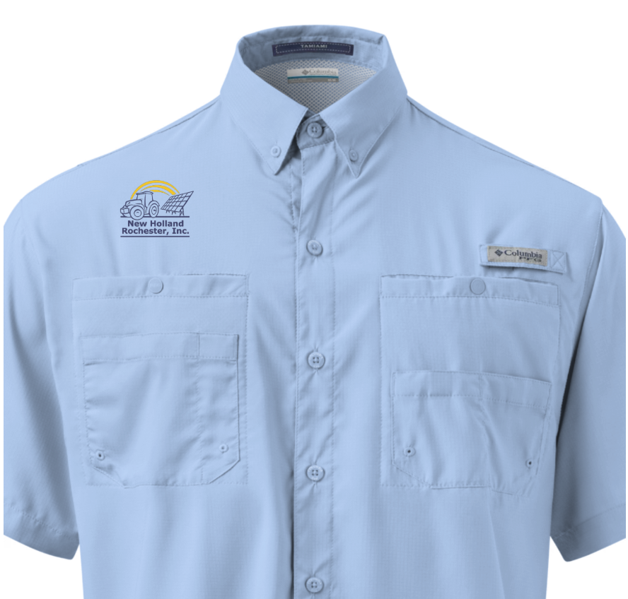 NH Embroidered Men's Columbia Short Sleeve Button Shirt