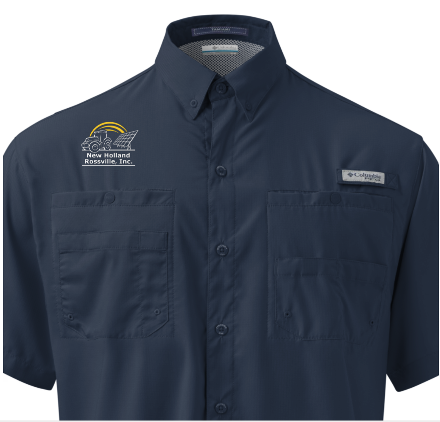 NH Embroidered Men's Columbia Short Sleeve Button Shirt