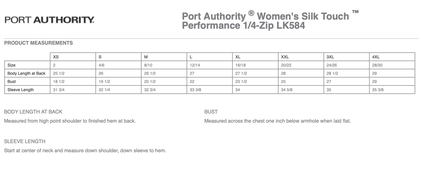 NH Women's Port Authority Silk-Touch 1/4 Zip Pullover