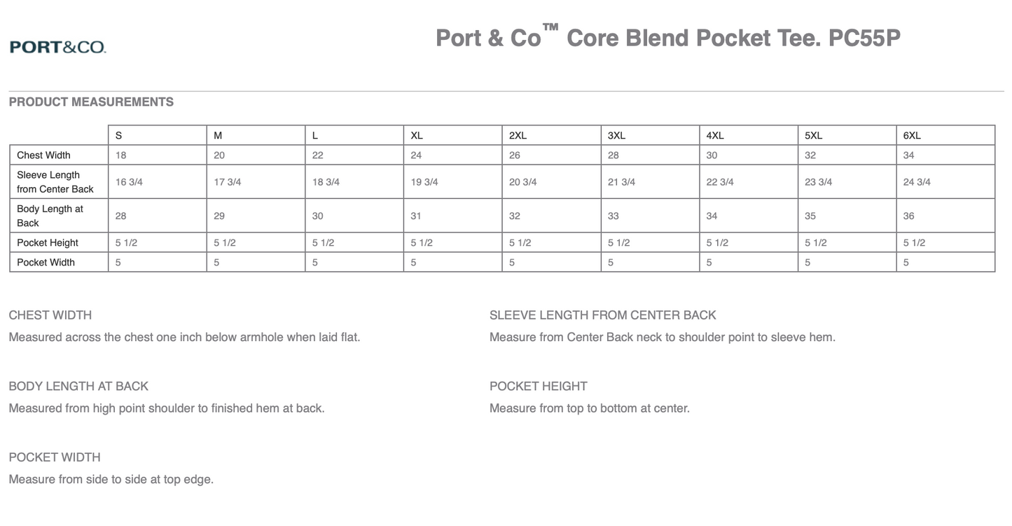 NH Port & Co. Short Sleeve Pocket Tee