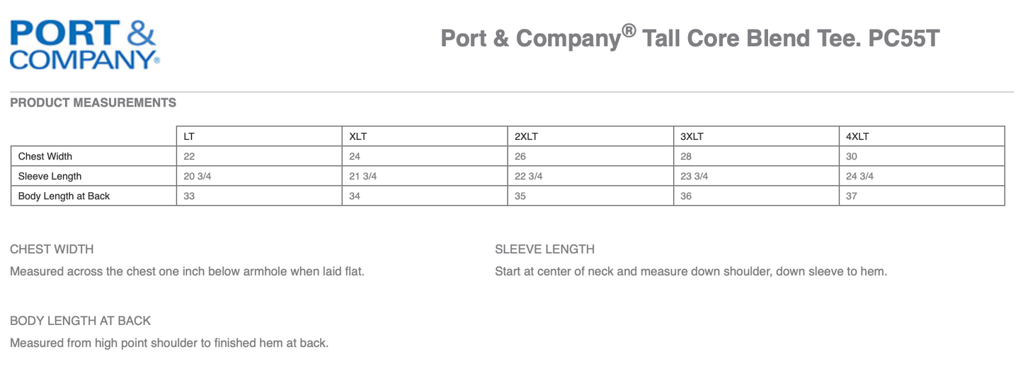 NH Port & Co.Tall Short Sleeve Pocket Tee