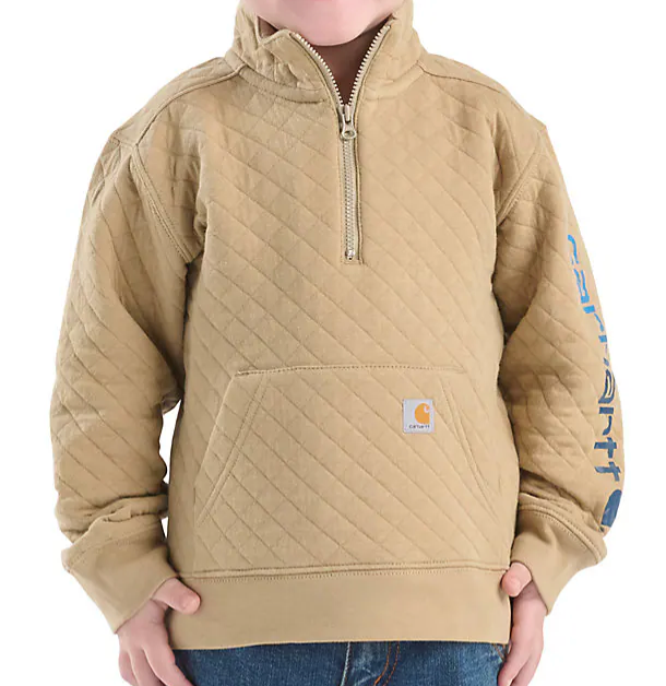 Boys' Long Sleeve Quarter-Zip Sweatshirt (Toddler/Child/Youth) w/ left pocket graphic