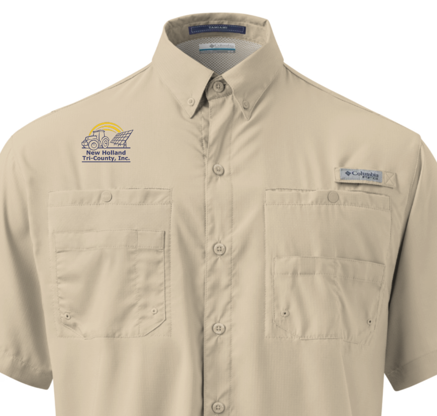 NH Embroidered Men's Columbia Short Sleeve Button Shirt