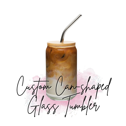 Custom Can-shaped Glass Tumbler w/ Lid