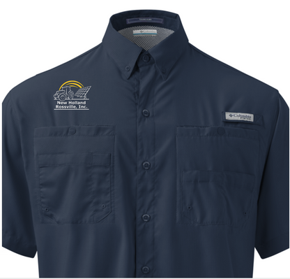 NH Embroidered Men's Columbia Short Sleeve Button Shirt