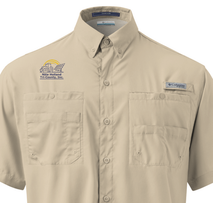 NH Embroidered Men's Columbia Short Sleeve Button Shirt